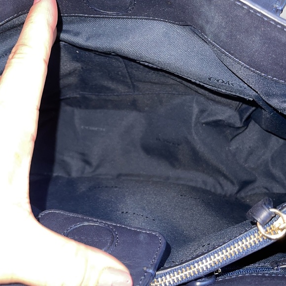 Coach Swagger Carryall Colorblock Leather Tote Satchel STONE Green Navy - Picture 12 of 15